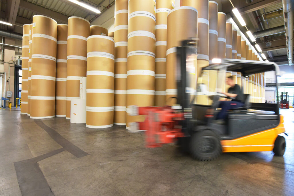blurry forklift truck in action